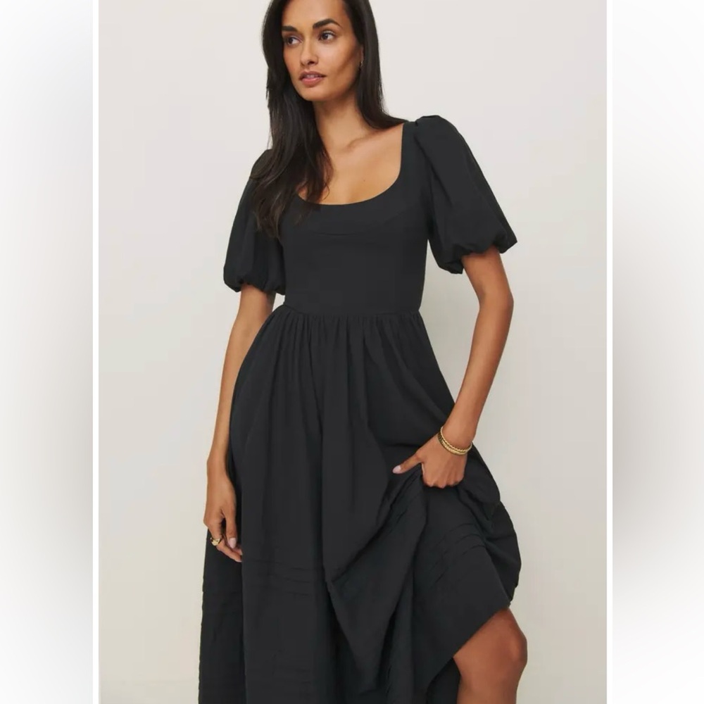 New Reformation Everlynn Puff Sleeve Cotton Maxi Dress - Picture 3 of 9